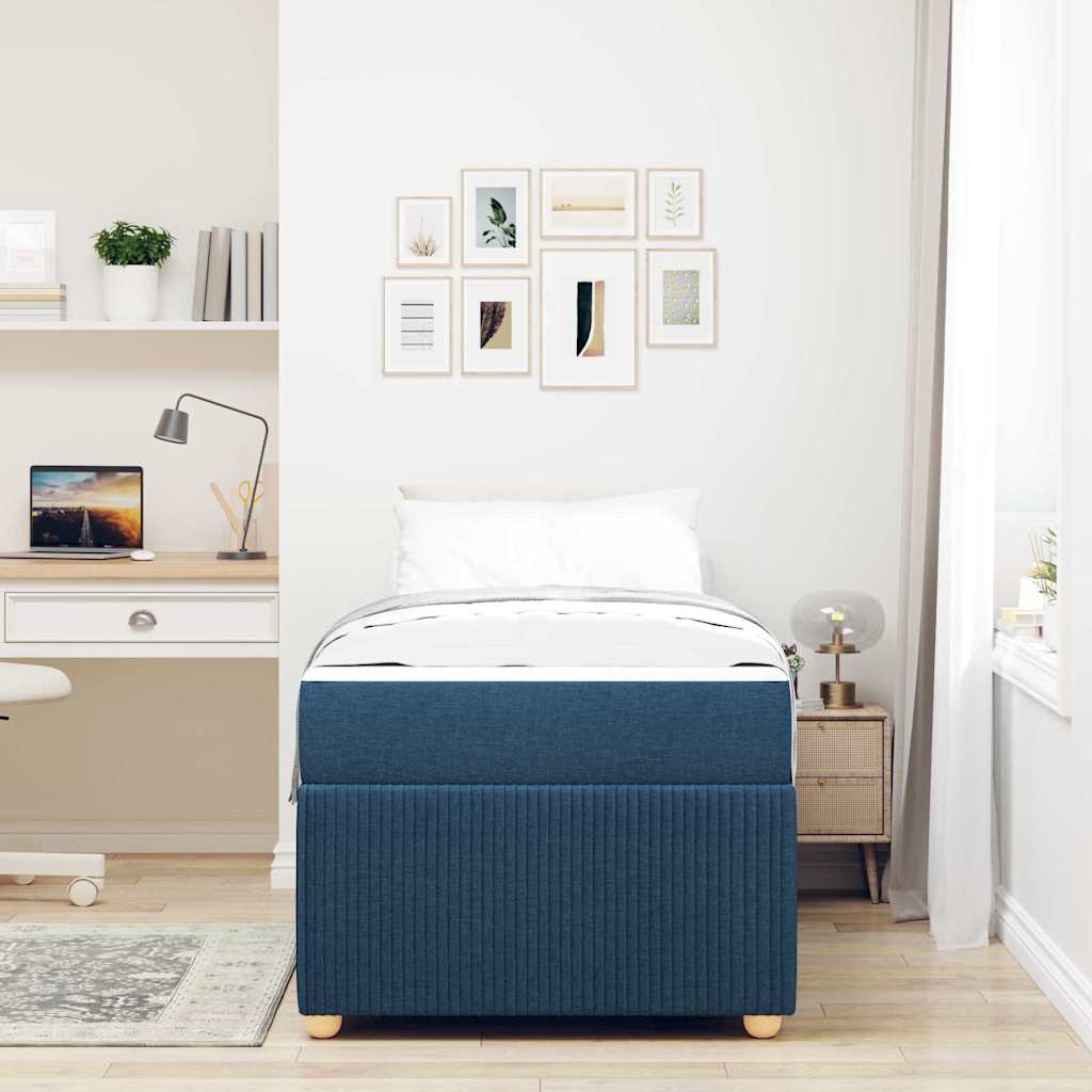 vidaXL Σκελετός Κρεβατιού με στρώμα Μπλε 100 x 200 cm ύφασμα
