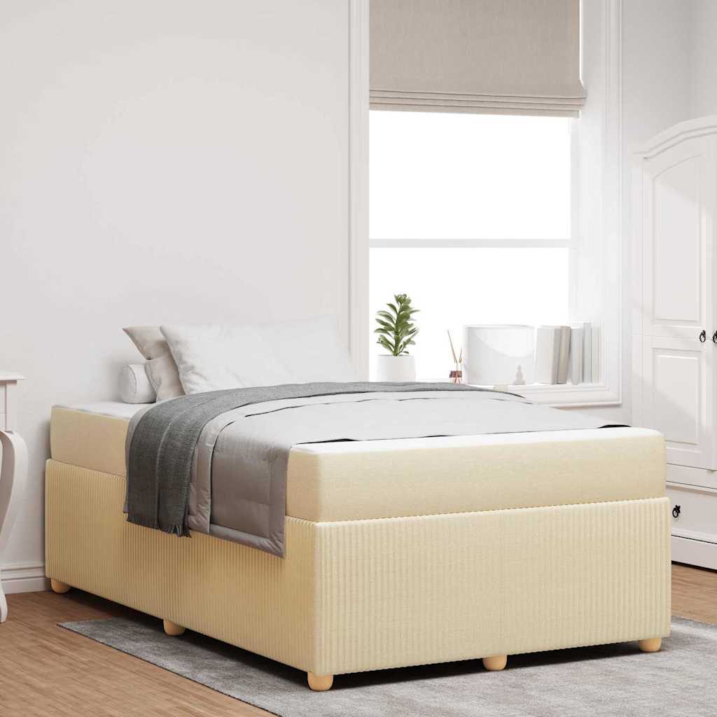 vidaXL Σκελετός Κρεβατιού με στρώμα Κρεμ 120 x 190 cm ύφασμα