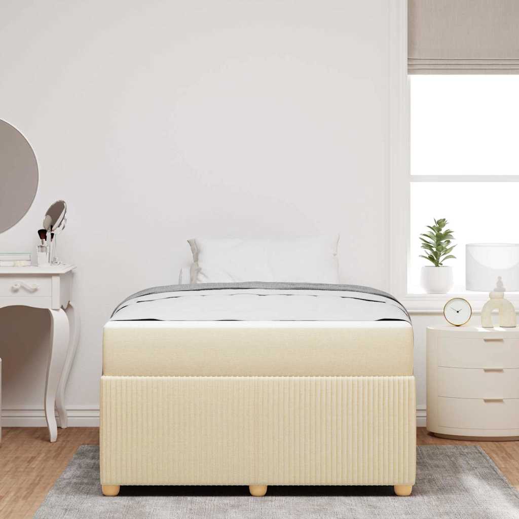 vidaXL Σκελετός Κρεβατιού με στρώμα Κρεμ 120 x 190 cm ύφασμα