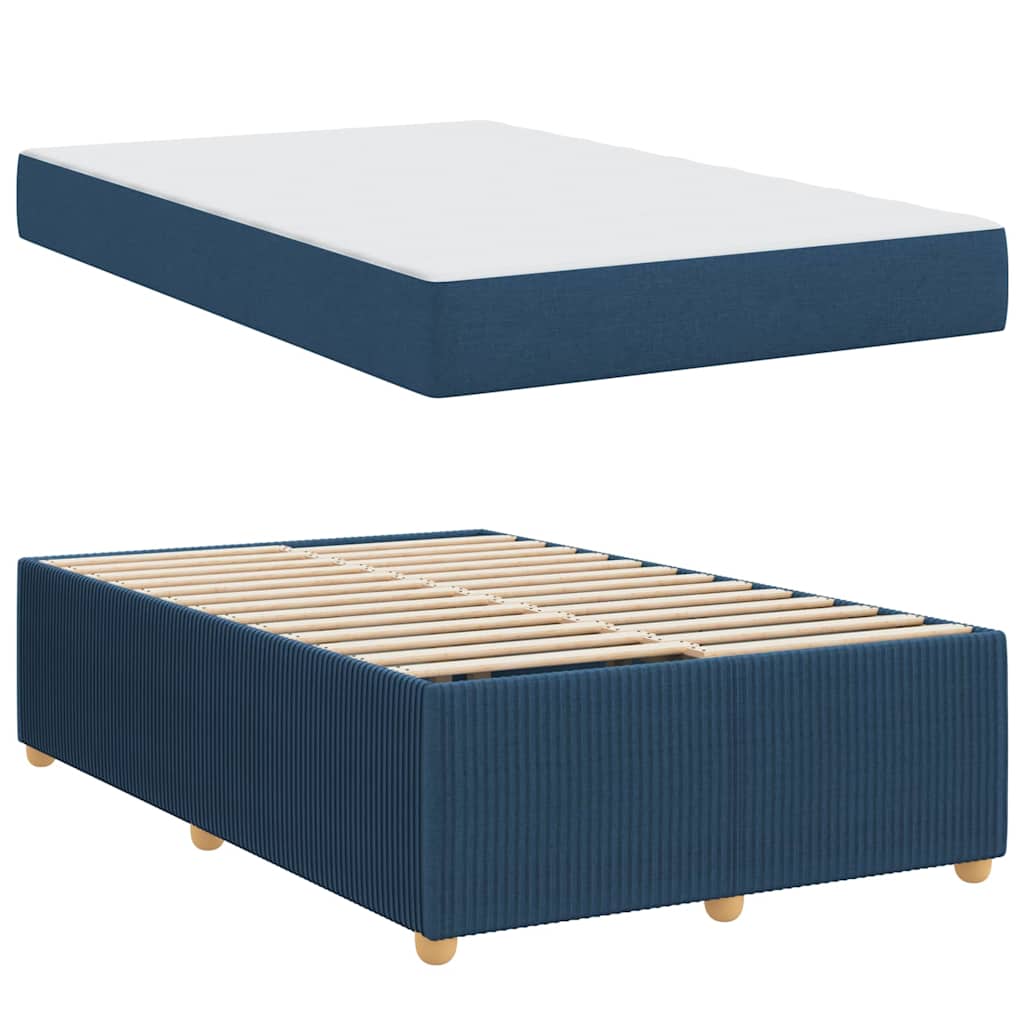 vidaXL Σκελετός Κρεβατιού με στρώμα Μπλε 120 x 190 cm ύφασμα