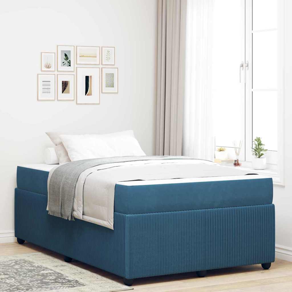 vidaXL Σκελετός Κρεβατιού με στρώμα Μπλε 120 x 190 cm ύφασμα