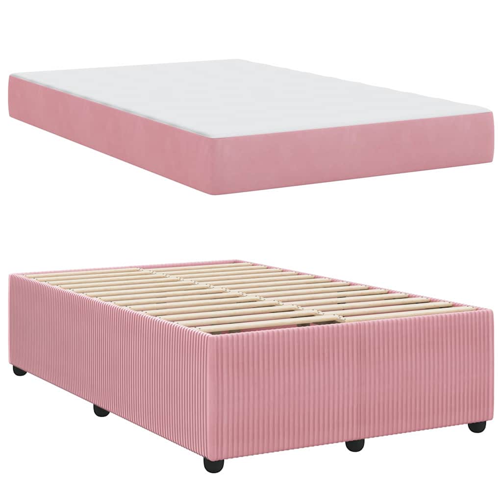 vidaXL Σκελετός Κρεβατιού με στρώμα Ροζ 120 x 190 cm ύφασμα