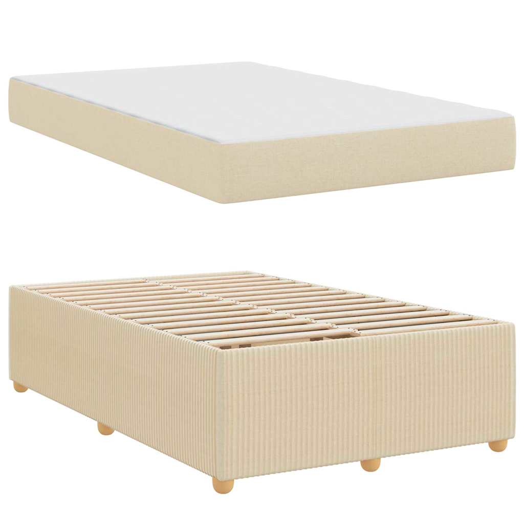 vidaXL Σκελετός Κρεβατιού με στρώμα Κρεμ 120 x 200 cm ύφασμα