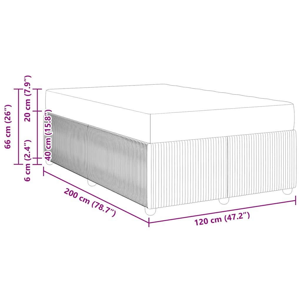 vidaXL Σκελετός Κρεβατιού με στρώμα Κρεμ 120 x 200 cm ύφασμα