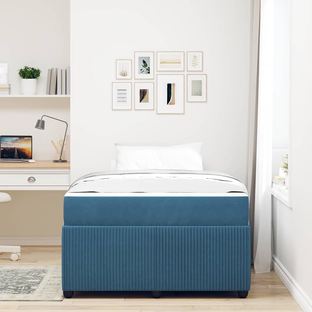 vidaXL Σκελετός Κρεβατιού με στρώμα Μπλε 120 x 200 cm ύφασμα