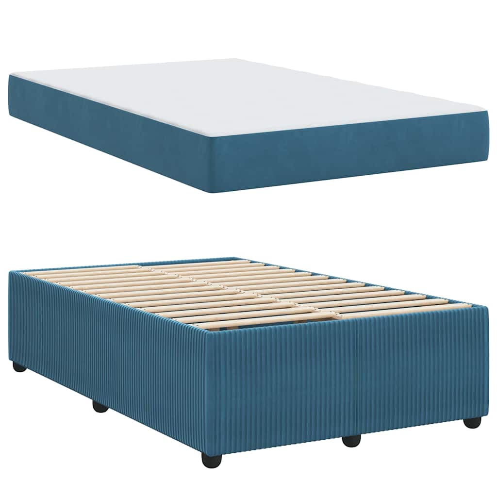 vidaXL Σκελετός Κρεβατιού με στρώμα Μπλε 120 x 200 cm ύφασμα