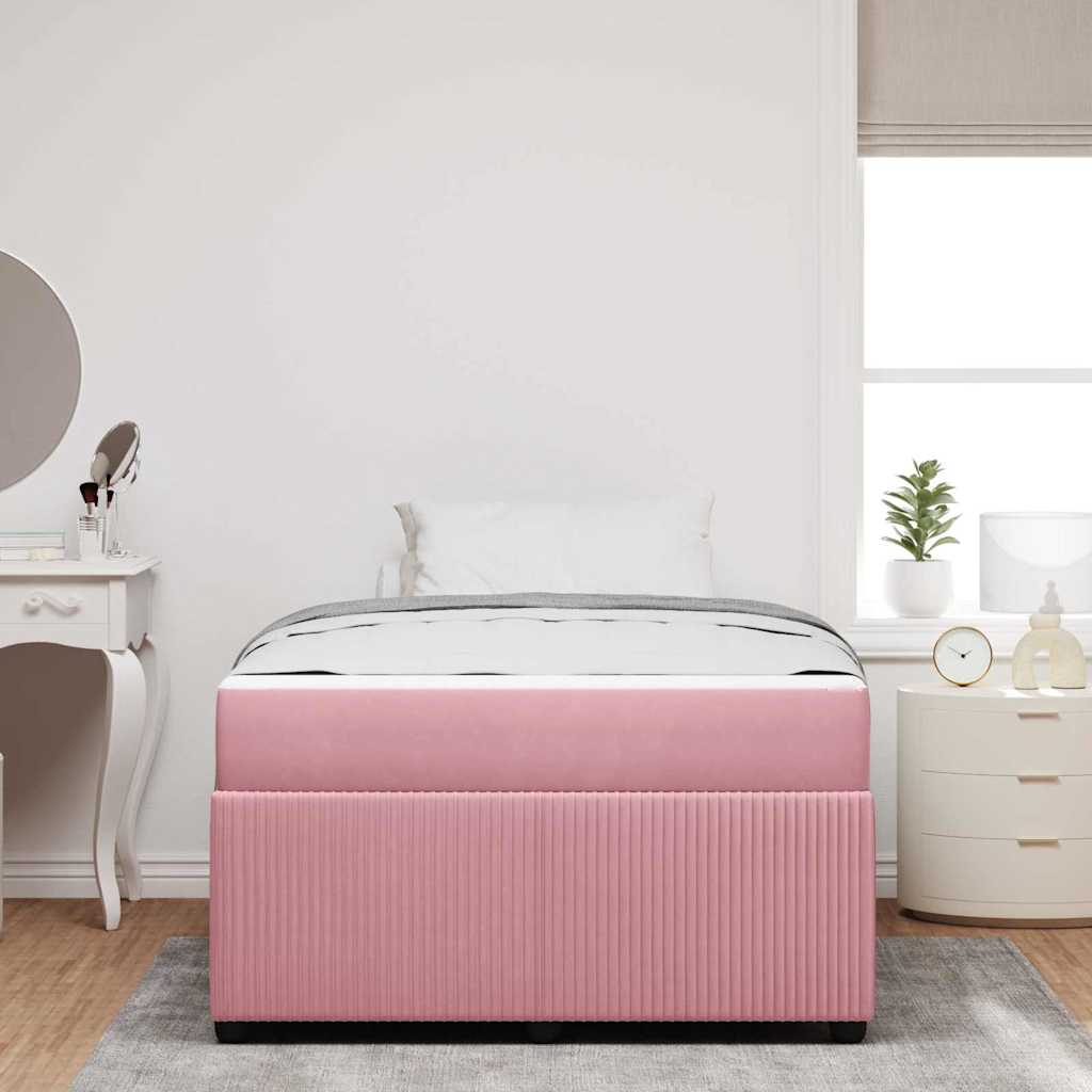 vidaXL Σκελετός Κρεβατιού με στρώμα Ροζ 120 x 200 cm ύφασμα