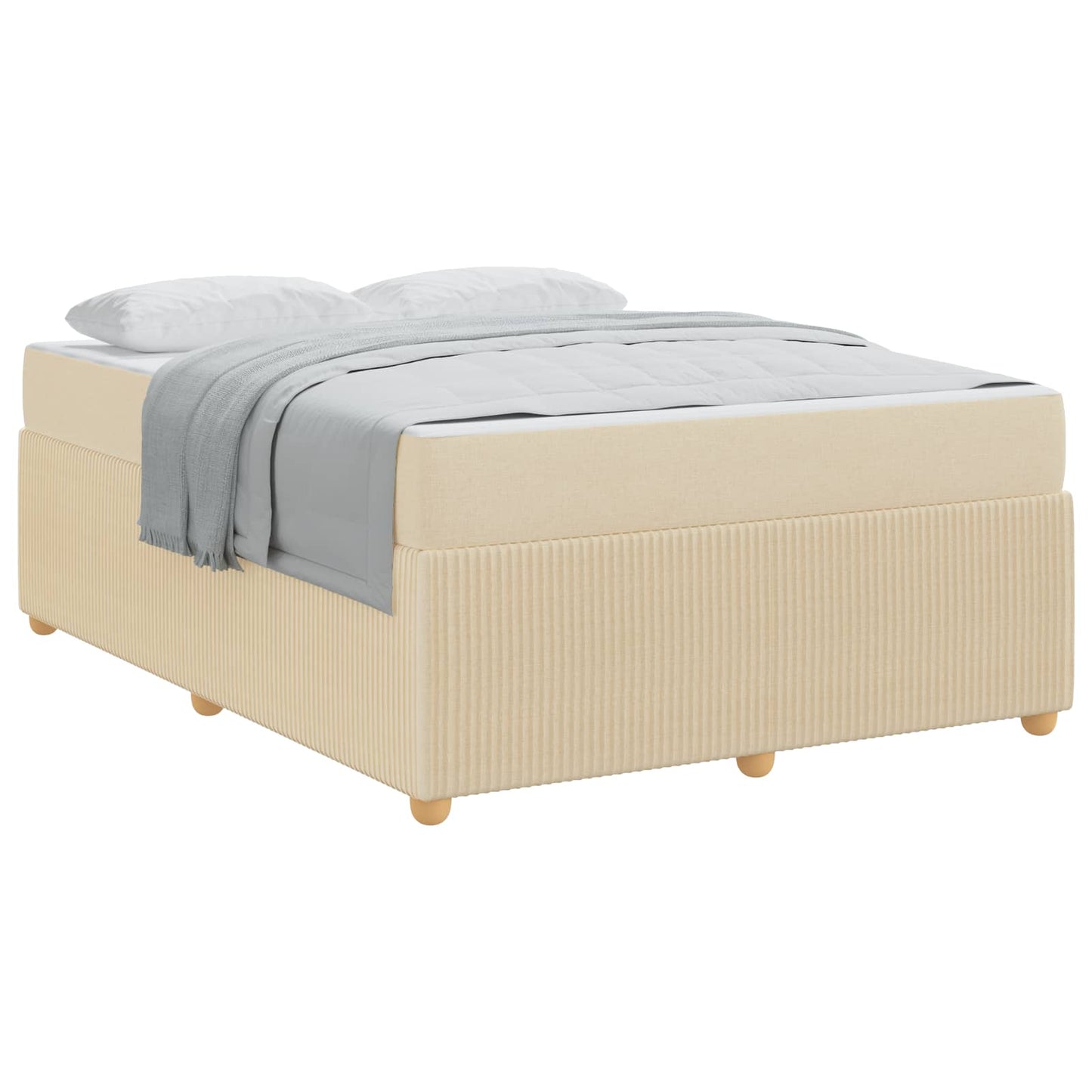 vidaXL Σκελετός Κρεβατιού με στρώμα Κρεμ 140 x 200 cm ύφασμα