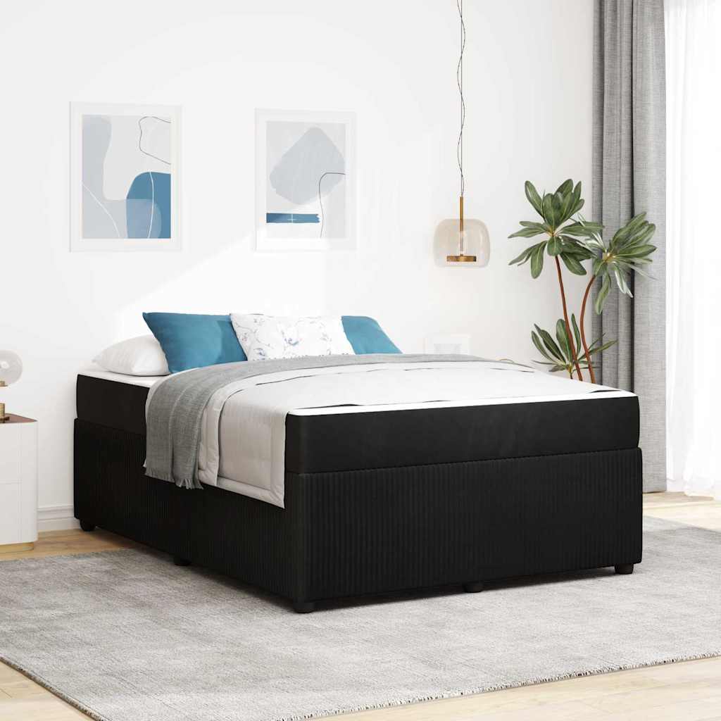 vidaXL Σκελετός Κρεβατιού με στρώμα Μαύρο 140 x 200 cm ύφασμα