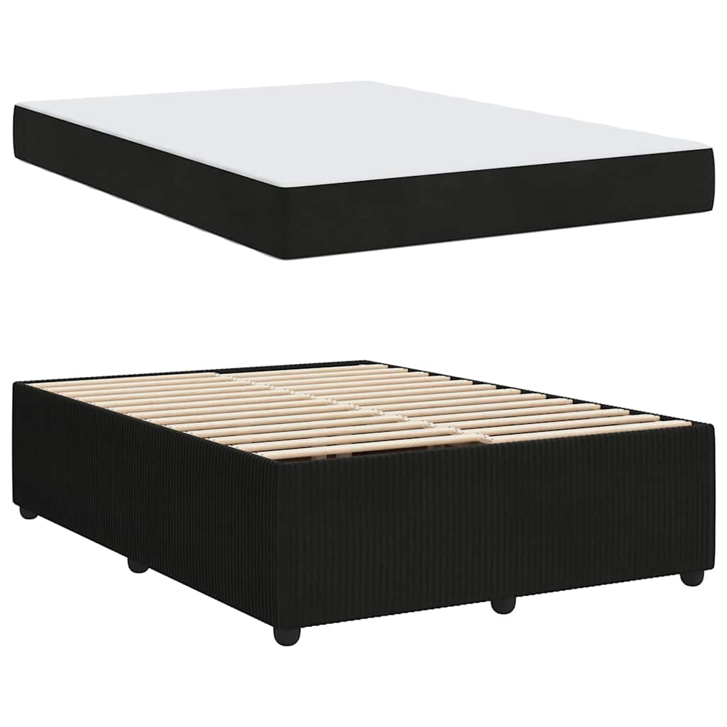 vidaXL Σκελετός Κρεβατιού με στρώμα Μαύρο 140 x 200 cm ύφασμα