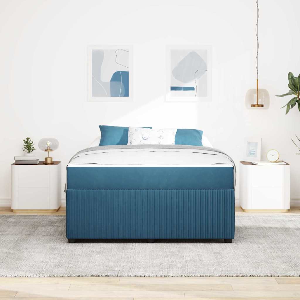 vidaXL Σκελετός Κρεβατιού με στρώμα Μπλε 140 x 200 cm ύφασμα