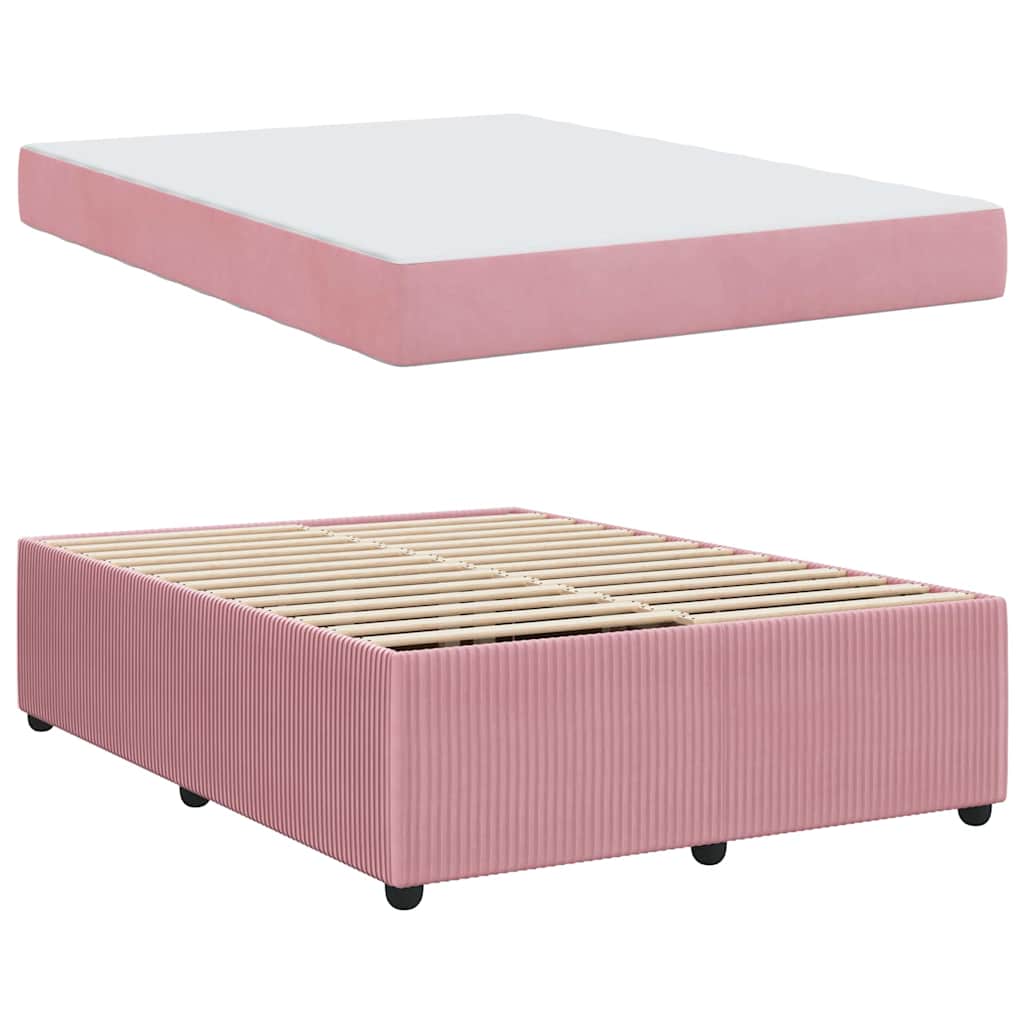 vidaXL Σκελετός Κρεβατιού με στρώμα Ροζ 140 x 200 cm ύφασμα