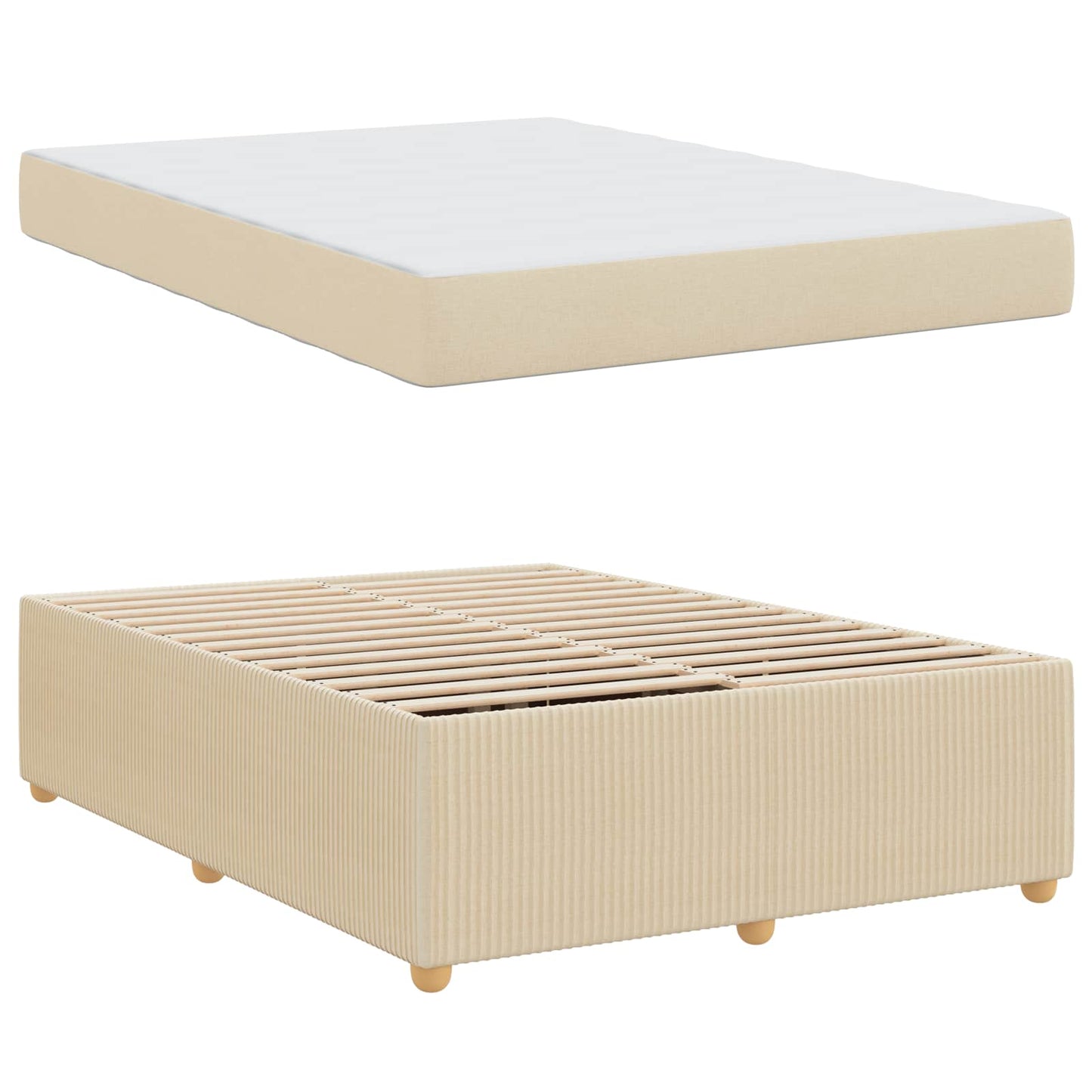 vidaXL Σκελετός Κρεβατιού με στρώμα Κρεμ 160 x 200 cm ύφασμα
