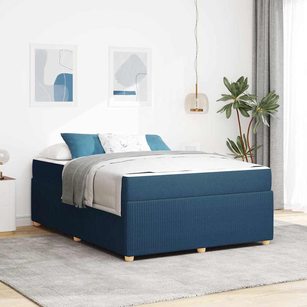 vidaXL Σκελετός Κρεβατιού με στρώμα Μπλε 160 x 200 cm ύφασμα