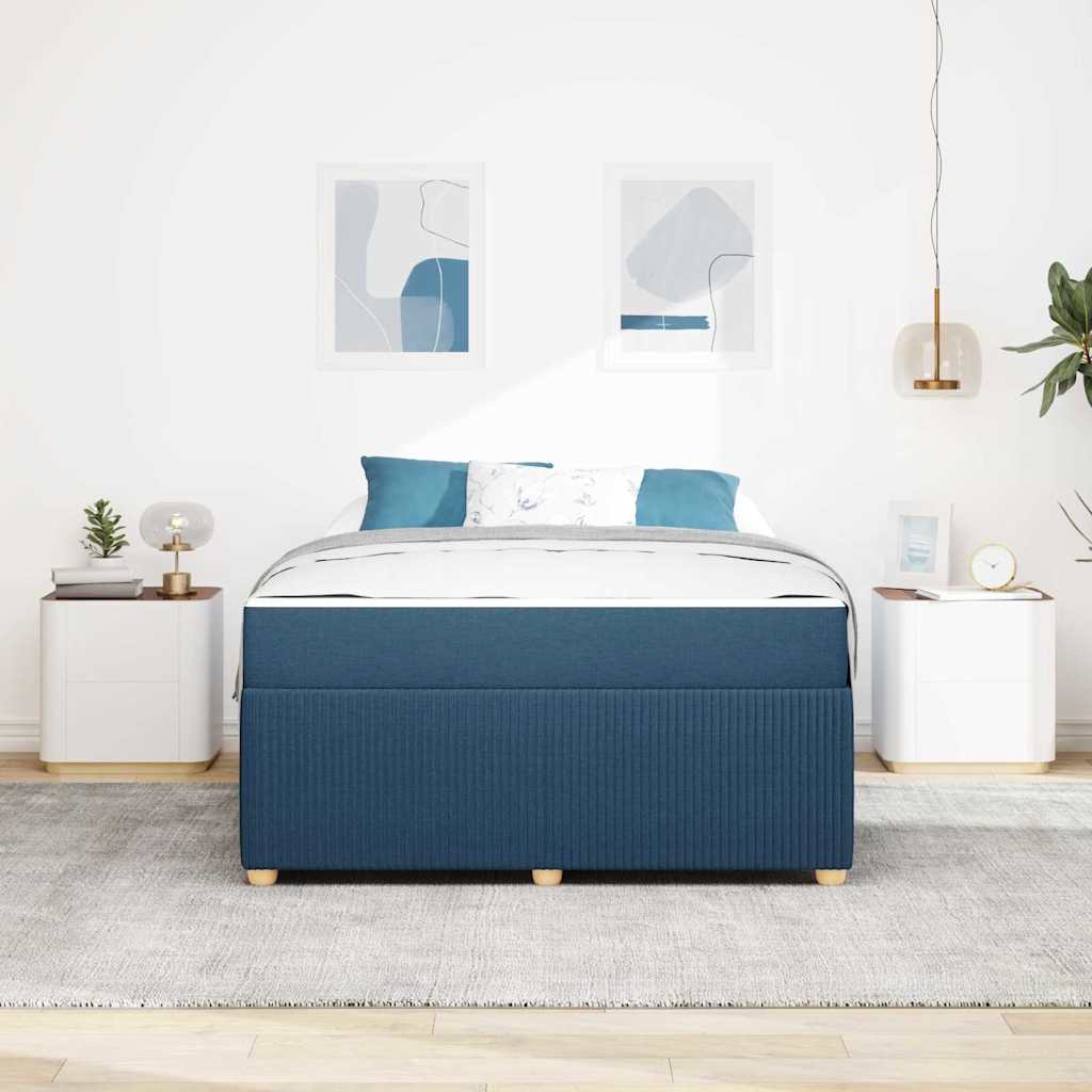 vidaXL Σκελετός Κρεβατιού με στρώμα Μπλε 160 x 200 cm ύφασμα
