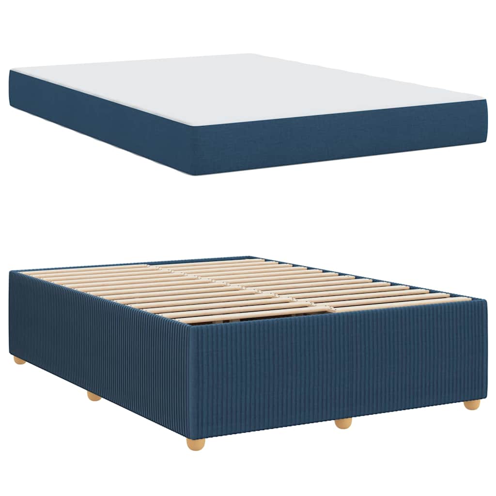 vidaXL Σκελετός Κρεβατιού με στρώμα Μπλε 160 x 200 cm ύφασμα