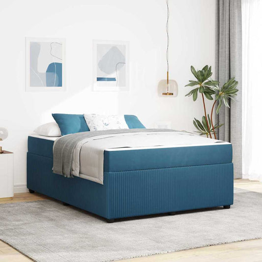 vidaXL Σκελετός Κρεβατιού με στρώμα Μπλε 160 x 200 cm ύφασμα
