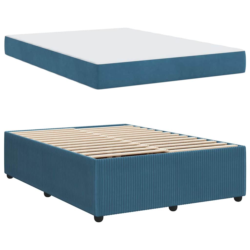 vidaXL Σκελετός Κρεβατιού με στρώμα Μπλε 160 x 200 cm ύφασμα