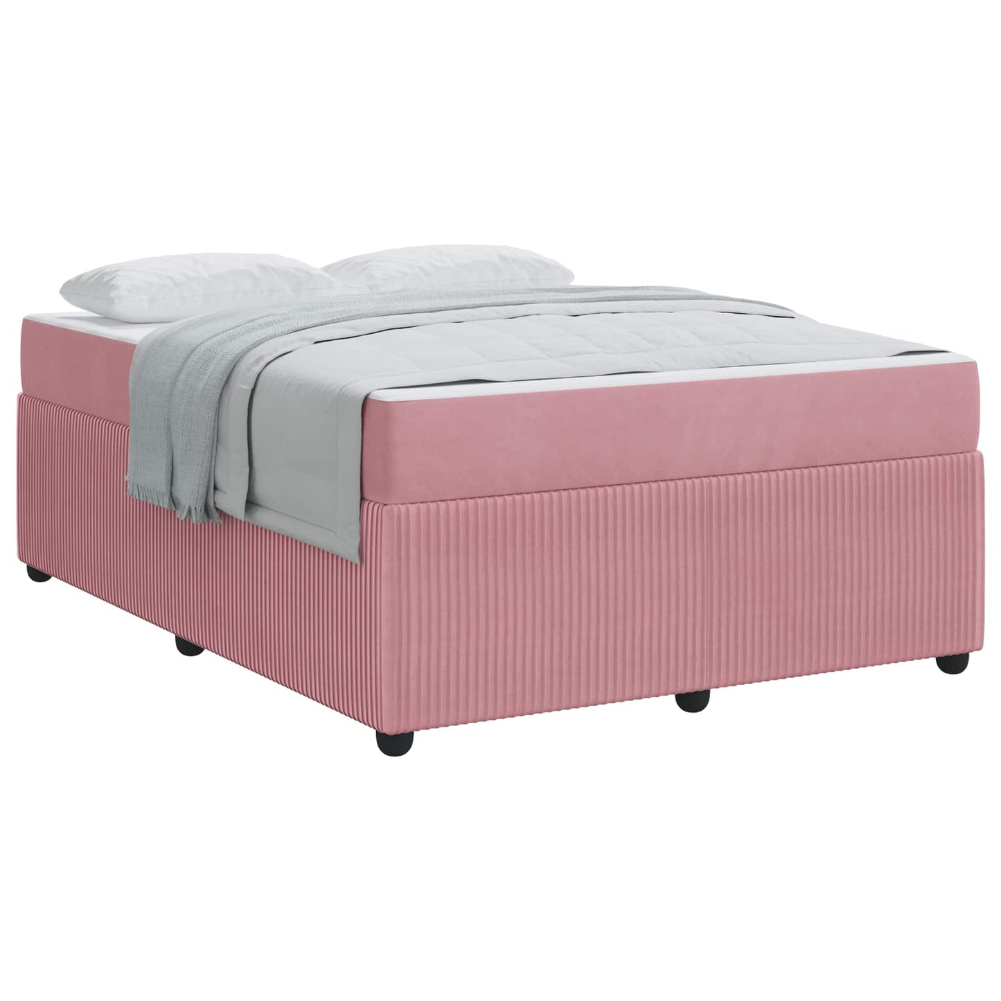 vidaXL Σκελετός Κρεβατιού με στρώμα Ροζ 160 x 200 cm ύφασμα