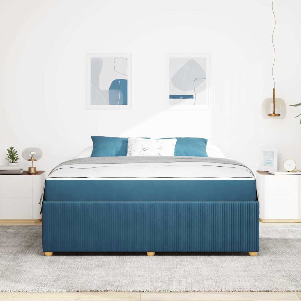 vidaXL Σκελετός Κρεβατιού με στρώμα Μπλε 180 x 200 cm ύφασμα