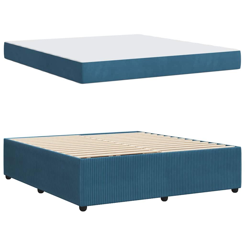 vidaXL Σκελετός Κρεβατιού με στρώμα Μπλε 180 x 200 cm ύφασμα
