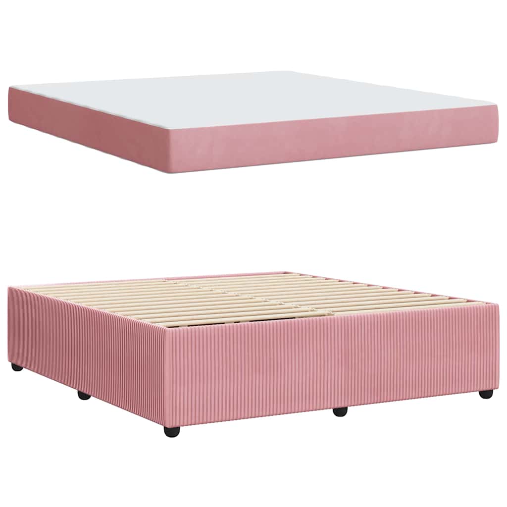 vidaXL Σκελετός Κρεβατιού με στρώμα Ροζ 180 x 200 cm ύφασμα