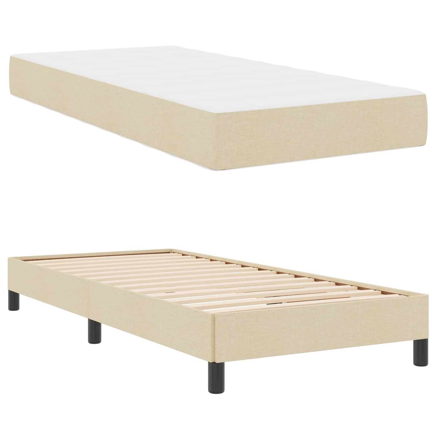 vidaXL Κρεβάτι με ελατήρια με στρώμα Κρεμ 90 x 190 cm ύφασμα