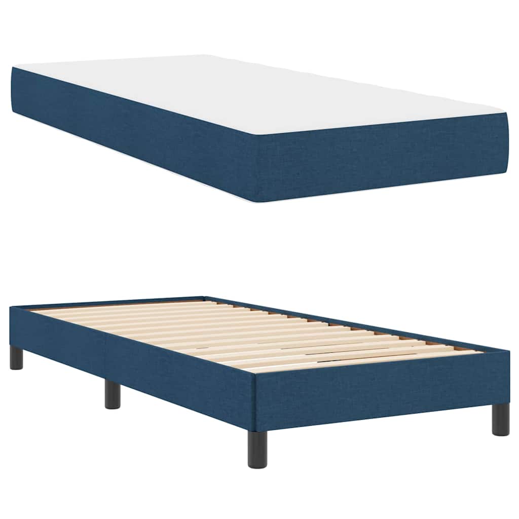 vidaXL Κρεβάτι με ελατήρια με στρώμα Μπλε 90 x 200 cm ύφασμα