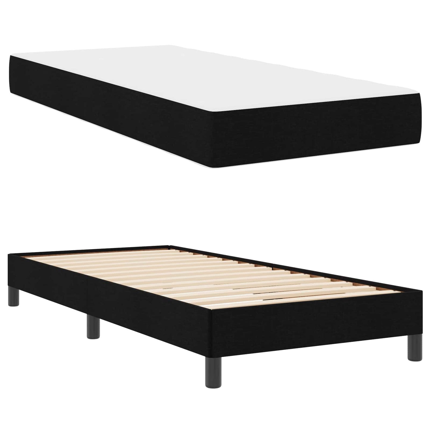 vidaXL Κρεβάτι με ελατήρια με στρώμα Μαύρο 100 x 200 cm ύφασμα