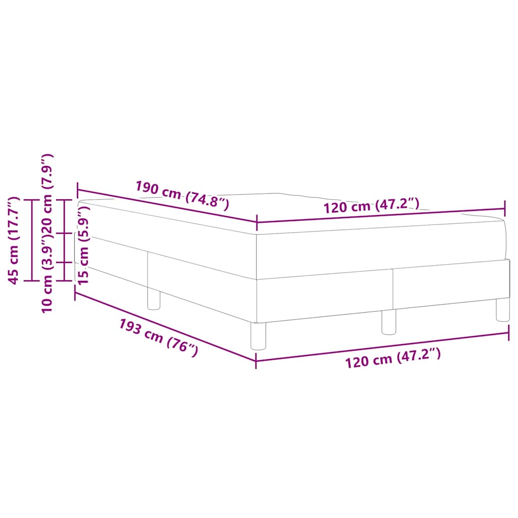 vidaXL Κρεβάτι με ελατήρια με στρώμα Μαύρο 120 x 190 cm ύφασμα