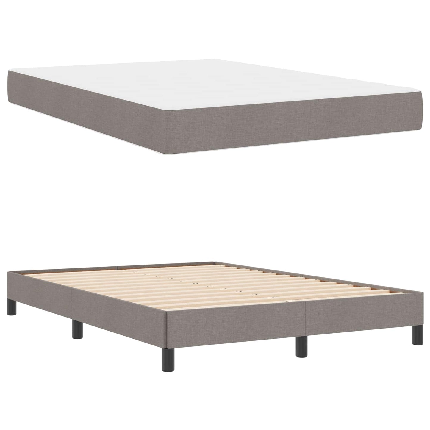 vidaXL Κρεβάτι με ελατήρια με στρώμα Taupe 140 x 190 cm ύφασμα