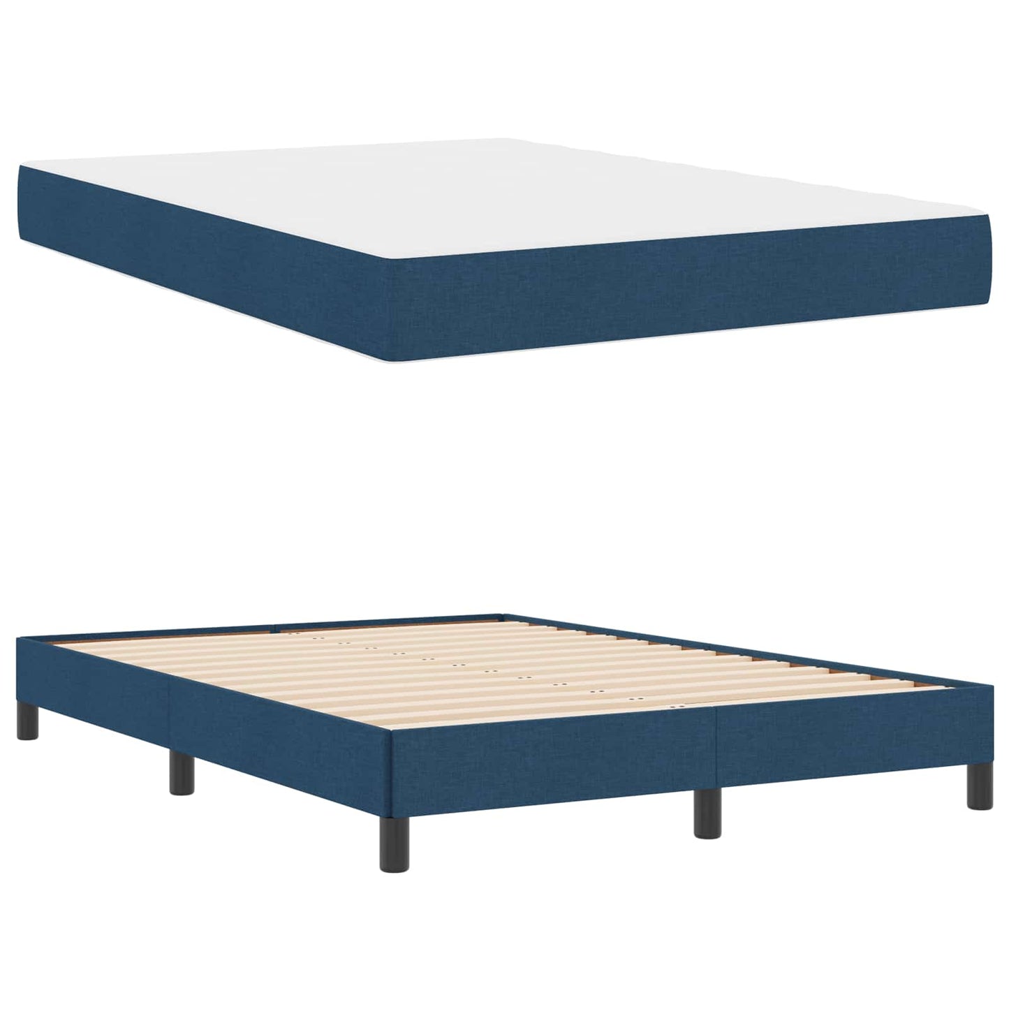 vidaXL Κρεβάτι με ελατήρια με στρώμα Μπλε 140 x 190 cm ύφασμα