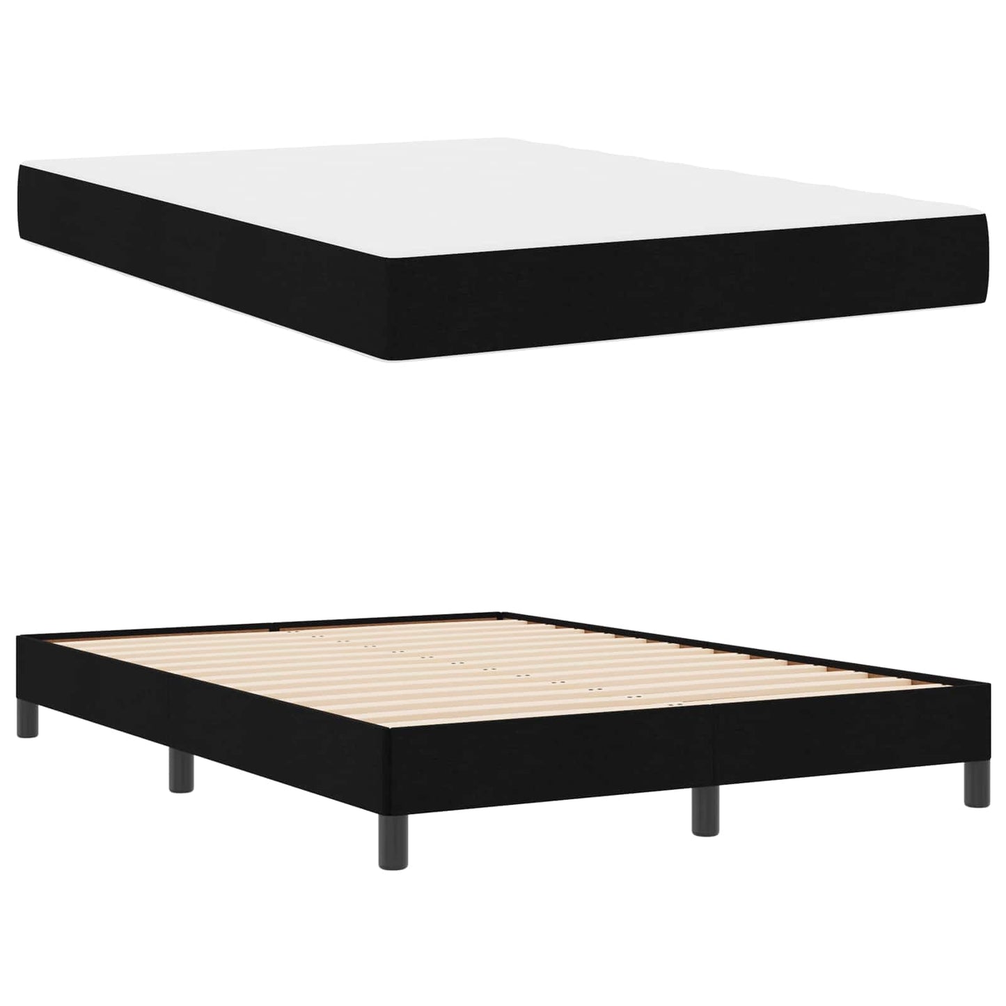 vidaXL Κρεβάτι με ελατήρια με στρώμα Μαύρο 140 x 200 cm ύφασμα