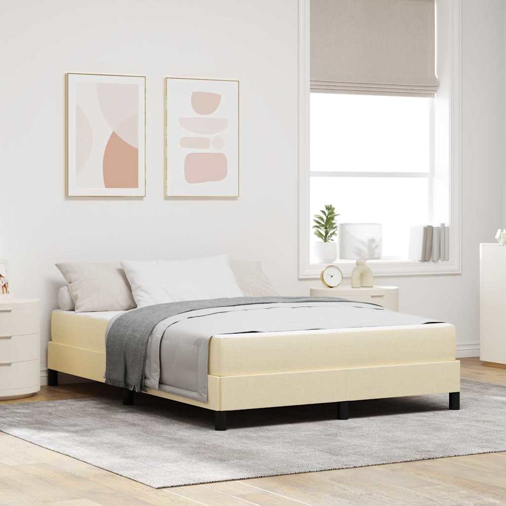 vidaXL Κρεβάτι με ελατήρια Κρεμ 140 x 200 cm ύφασμα
