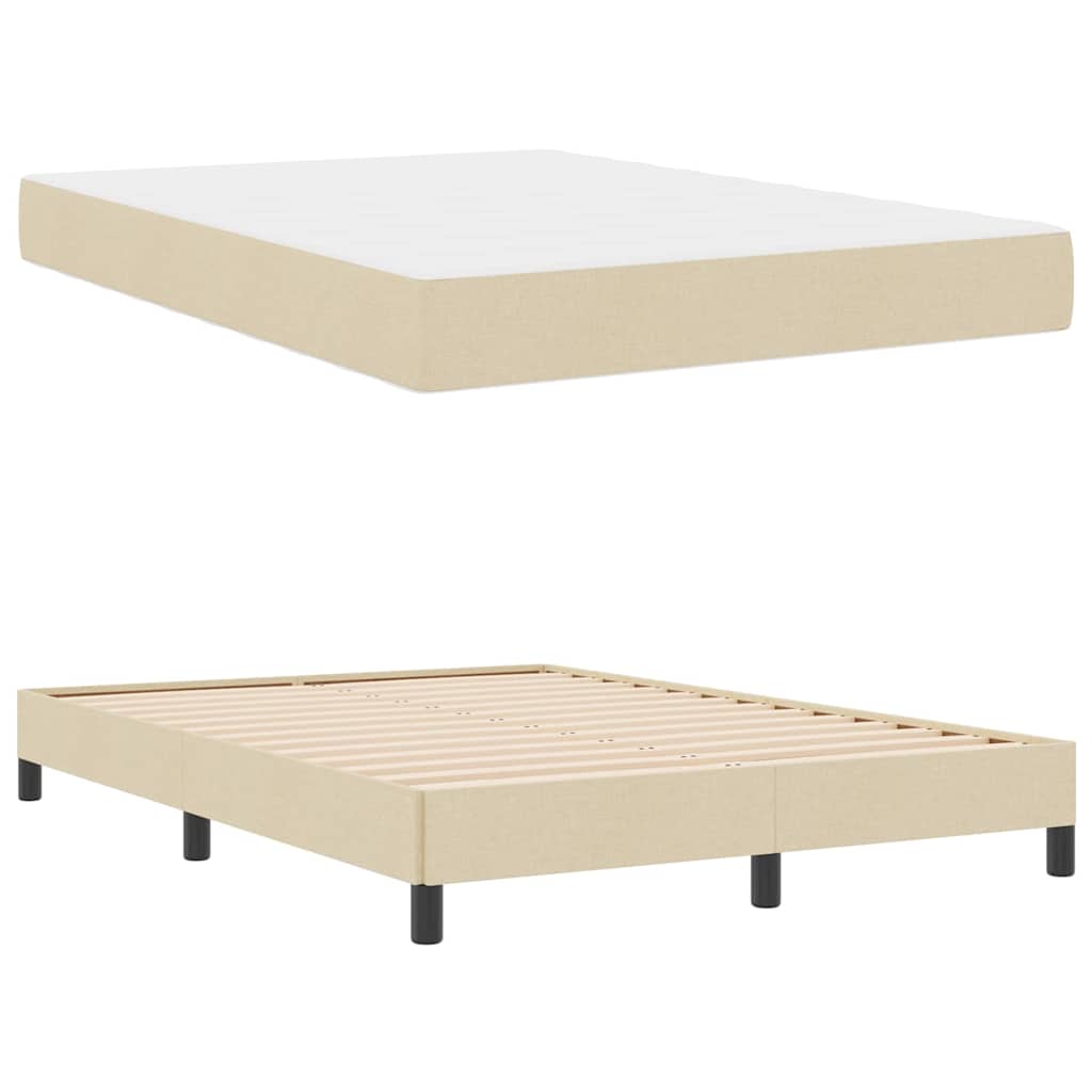 vidaXL Κρεβάτι με ελατήρια Κρεμ 140 x 200 cm ύφασμα