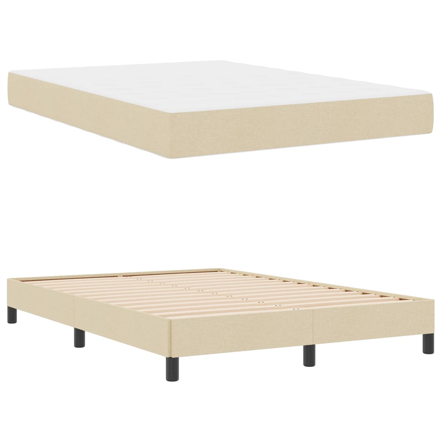 vidaXL Κρεβάτι με ελατήρια Κρεμ 140 x 200 cm ύφασμα