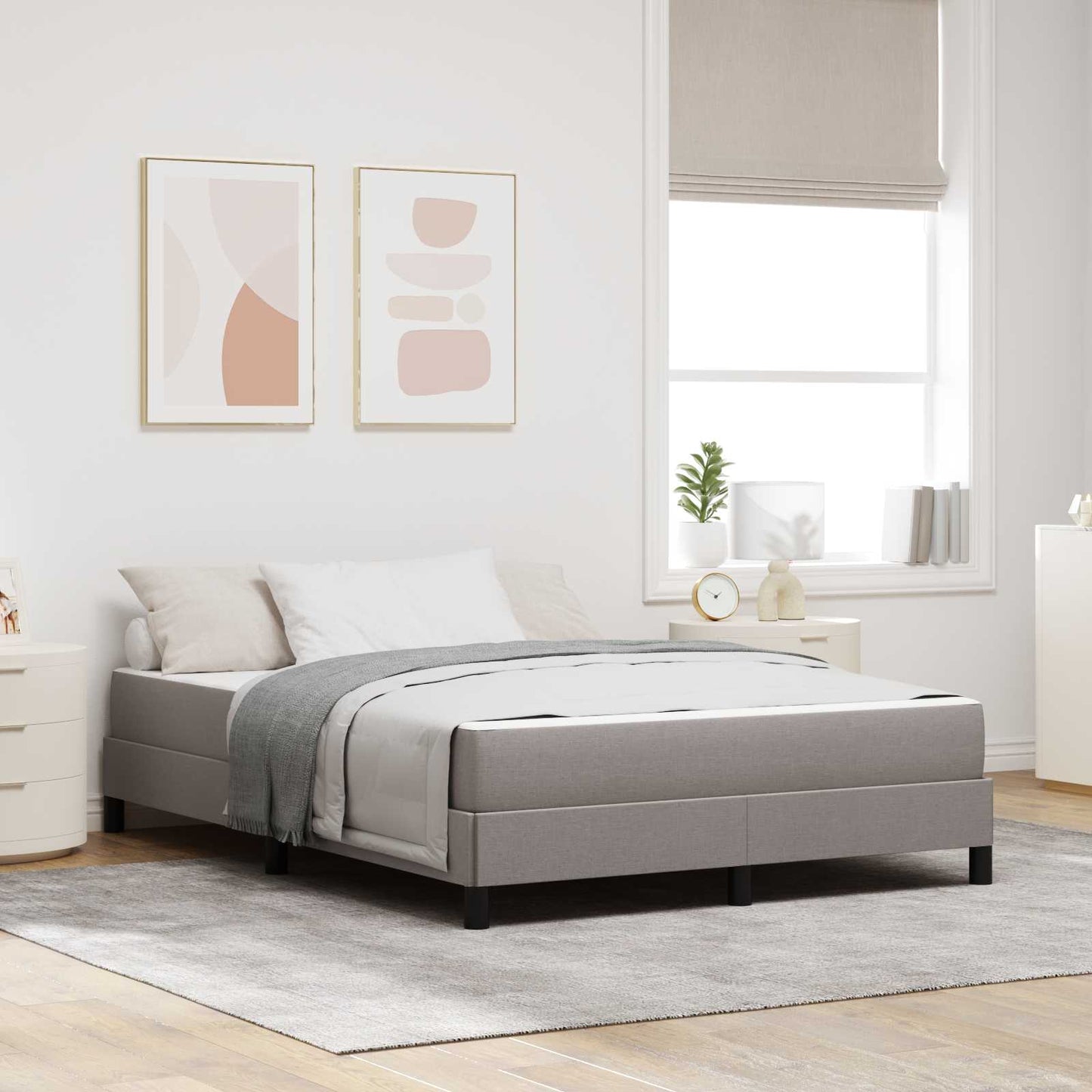 vidaXL Κρεβάτι με ελατήρια με στρώμα Taupe 160 x 200 cm ύφασμα