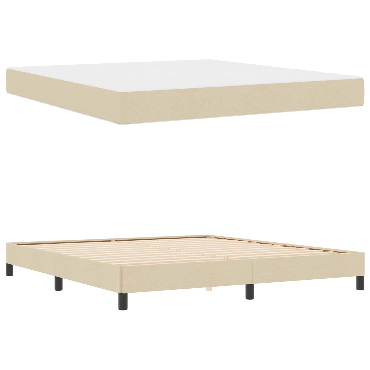 vidaXL Κρεβάτι με ελατήρια με στρώμα Κρεμ 180 x 200 cm ύφασμα