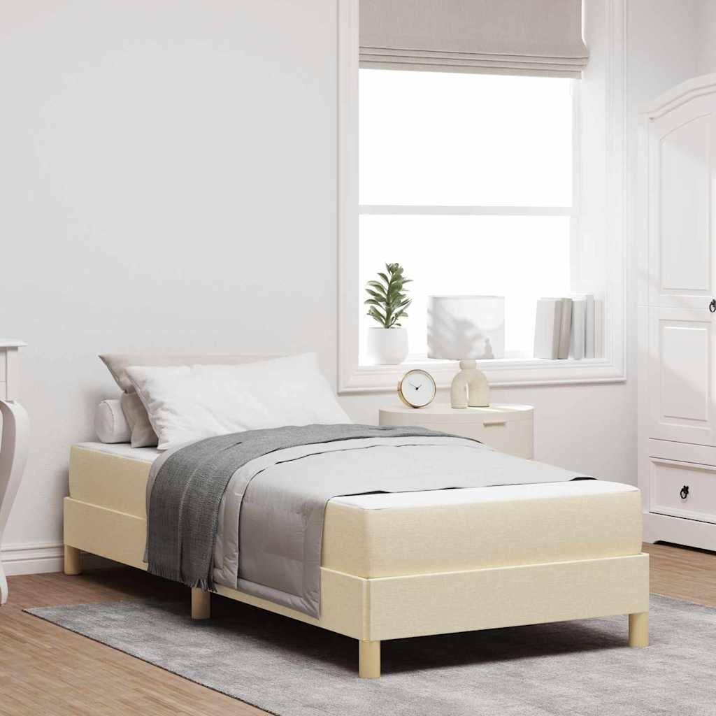 vidaXL Κρεβάτι με ελατήρια με στρώμα Κρεμ 90 x 200 cm ύφασμα