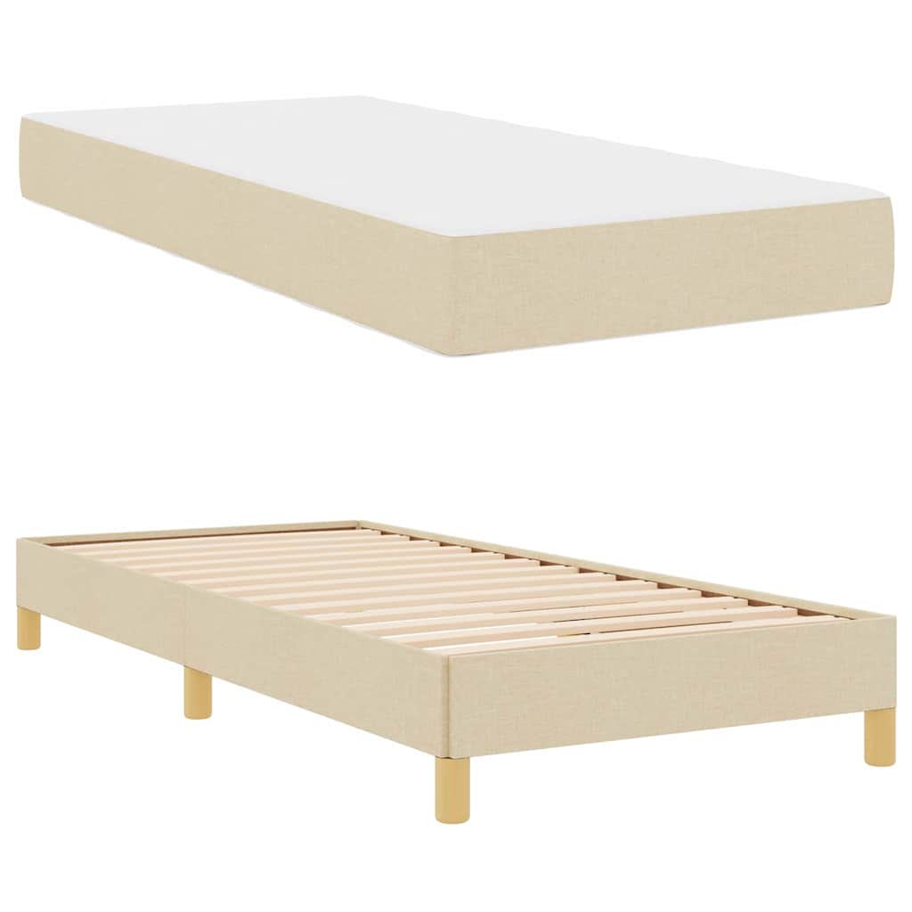 vidaXL Κρεβάτι με ελατήρια με στρώμα Κρεμ 90 x 200 cm ύφασμα