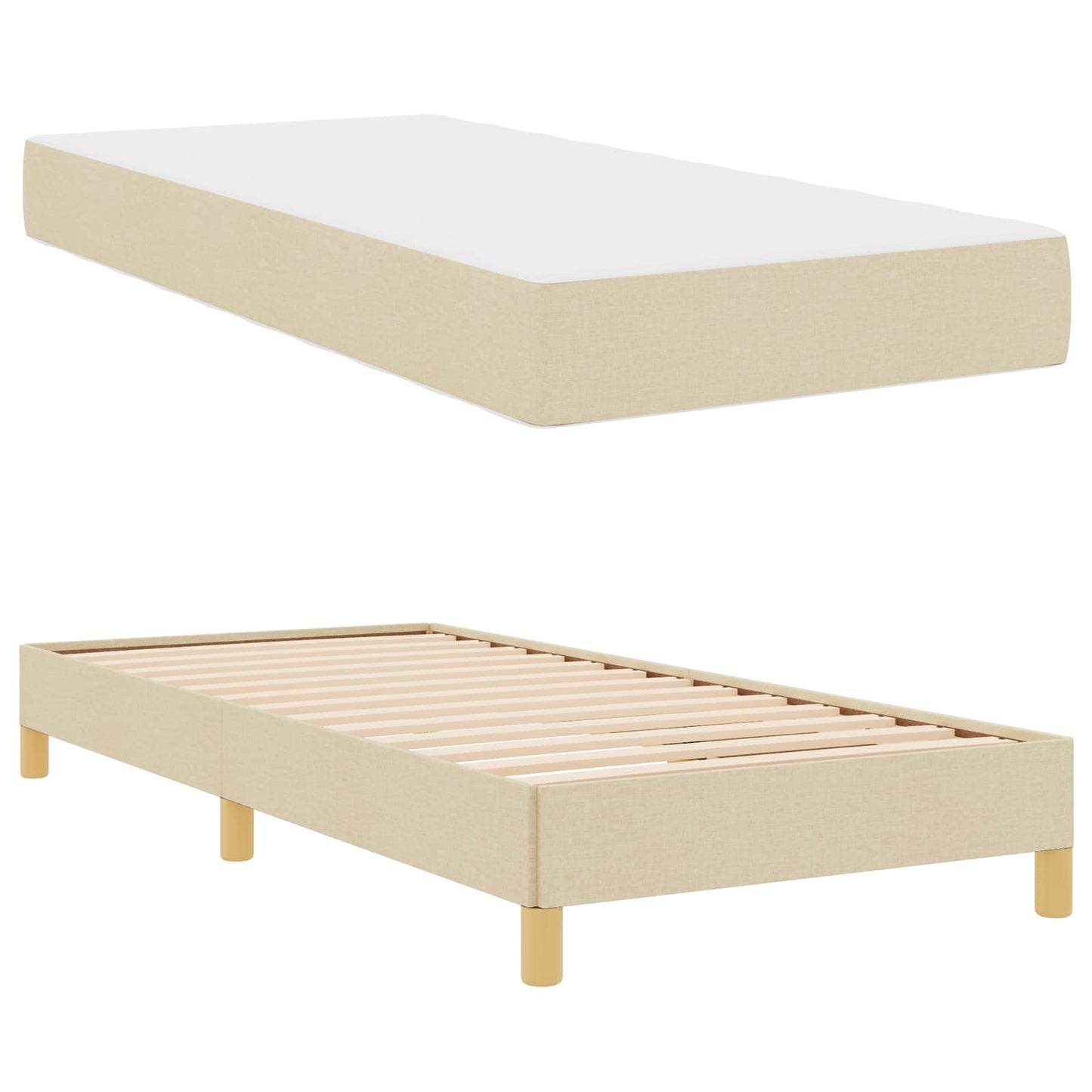 vidaXL Κρεβάτι με ελατήρια με στρώμα Κρεμ 90 x 200 cm ύφασμα