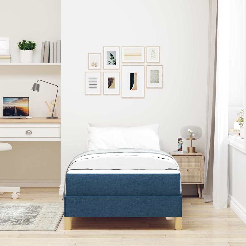 vidaXL Κρεβάτι με ελατήρια με στρώμα Μπλε 100 x 200 cm ύφασμα