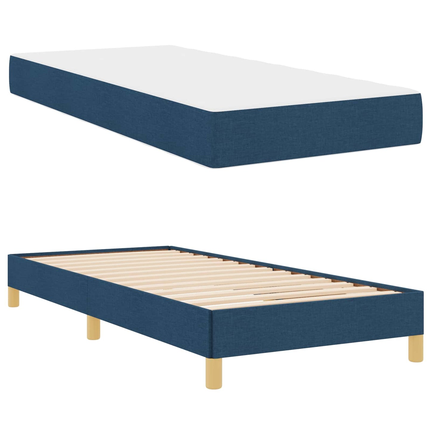 vidaXL Κρεβάτι με ελατήρια με στρώμα Μπλε 100 x 200 cm ύφασμα