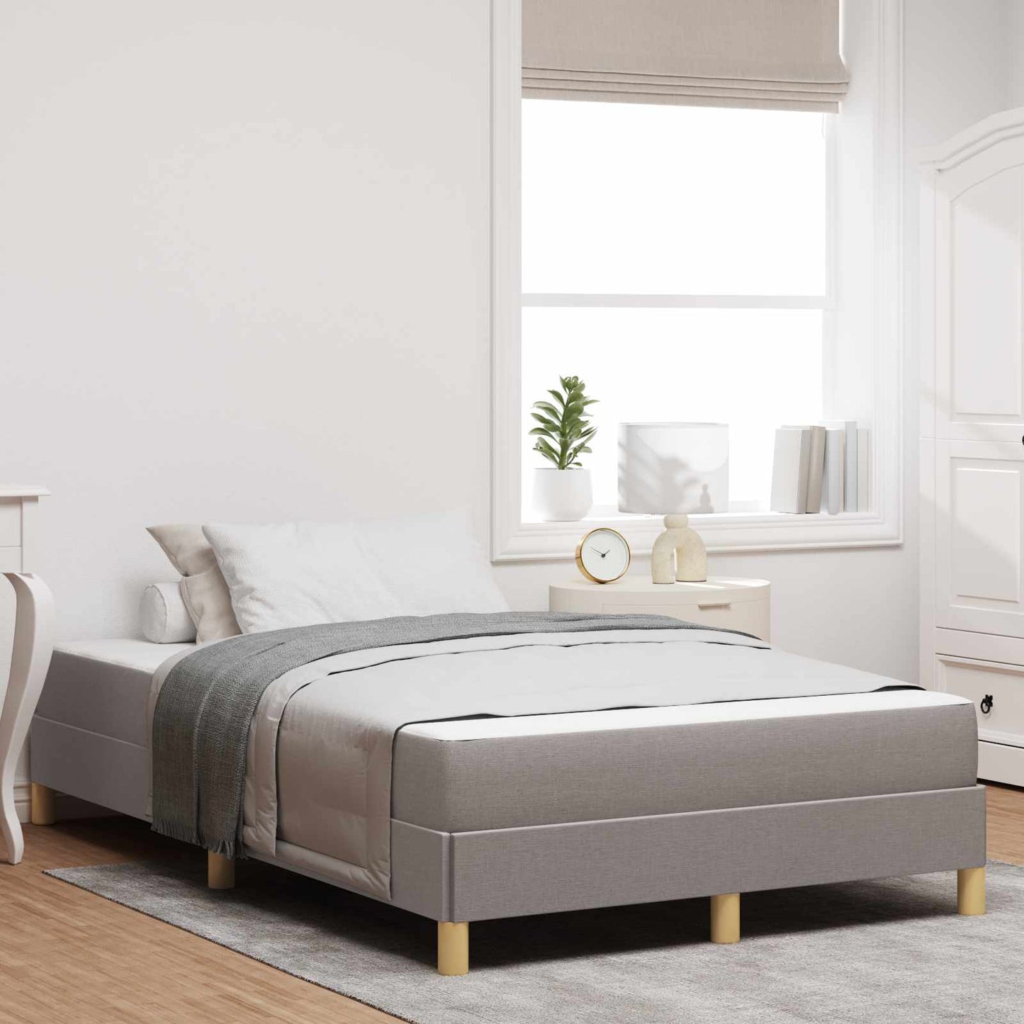 vidaXL Κρεβάτι με ελατήρια με στρώμα Taupe 120 x 200 cm ύφασμα
