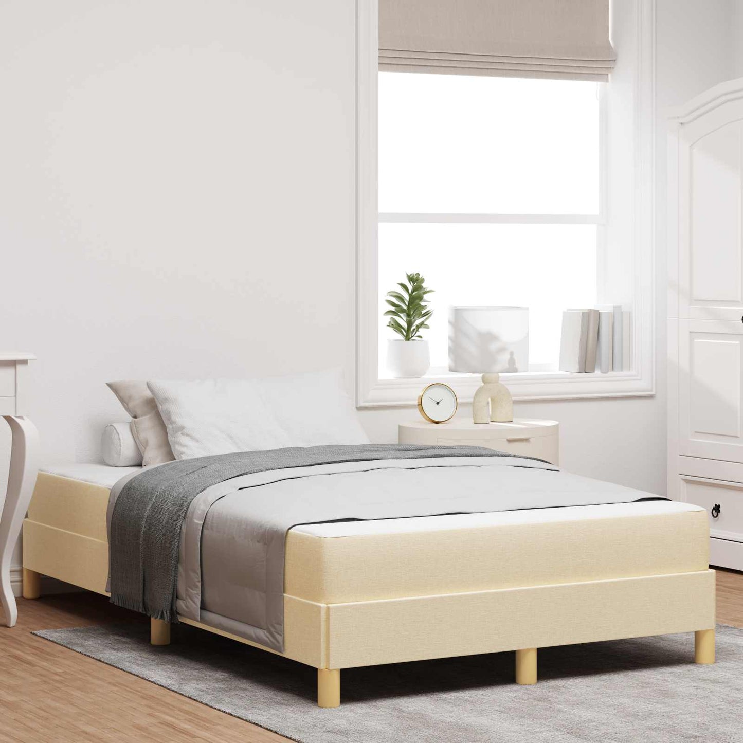 vidaXL Κρεβάτι με ελατήρια με στρώμα Κρεμ 120 x 200 cm ύφασμα