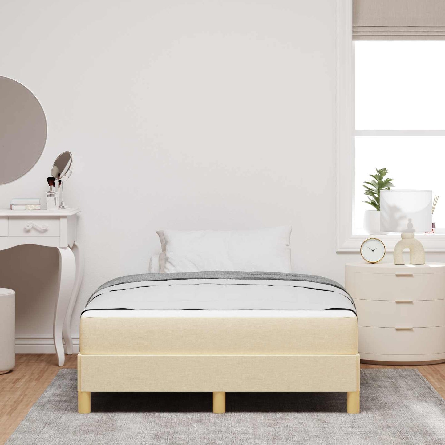 vidaXL Κρεβάτι με ελατήρια με στρώμα Κρεμ 120 x 200 cm ύφασμα