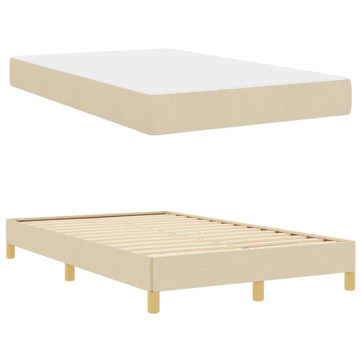 vidaXL Κρεβάτι με ελατήρια με στρώμα Κρεμ 120 x 200 cm ύφασμα