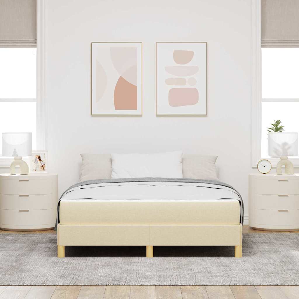 vidaXL Κρεβάτι με ελατήρια με στρώμα Κρεμ 140 x 190 cm ύφασμα