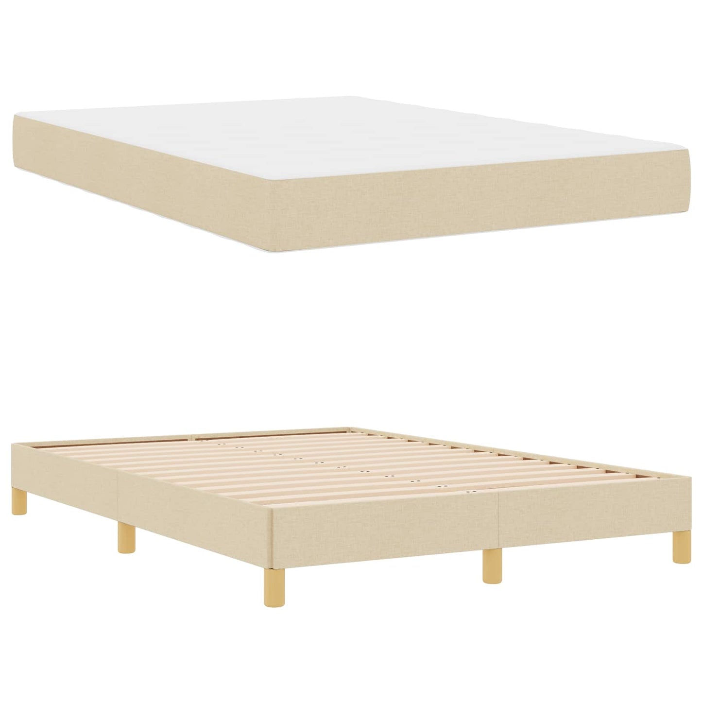 vidaXL Κρεβάτι με ελατήρια με στρώμα Κρεμ 160 x 200 cm ύφασμα