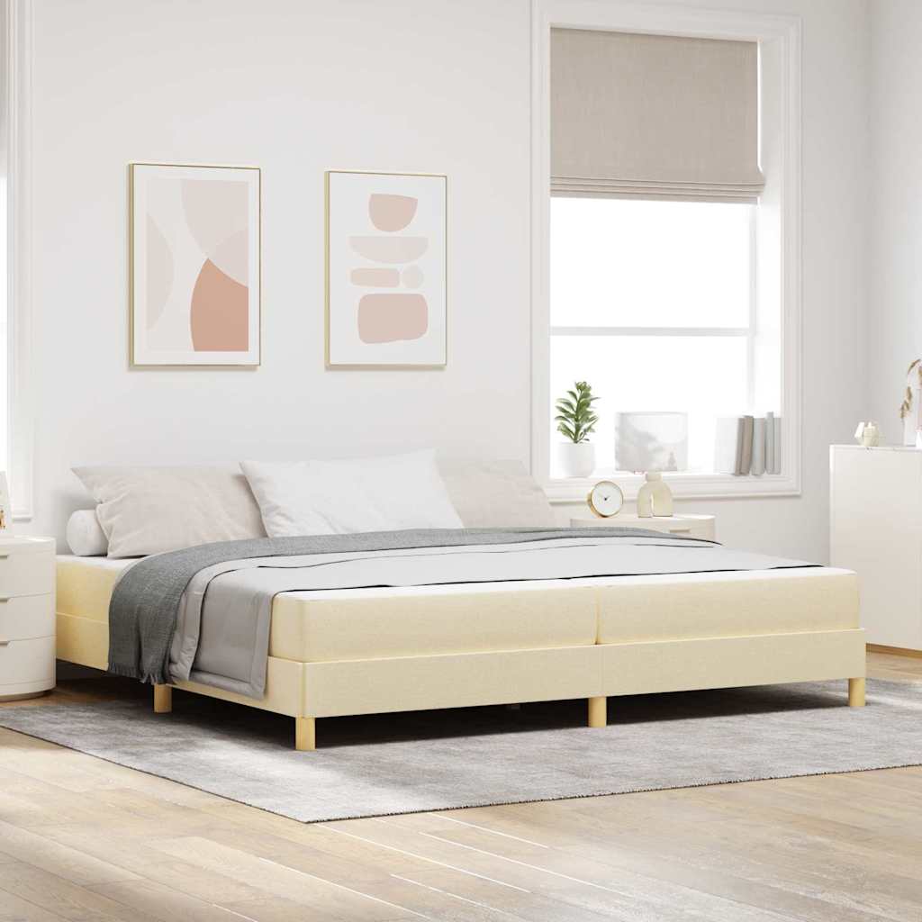 vidaXL Κρεβάτι με ελατήρια με στρώμα Κρεμ 200 x 200 cm ύφασμα
